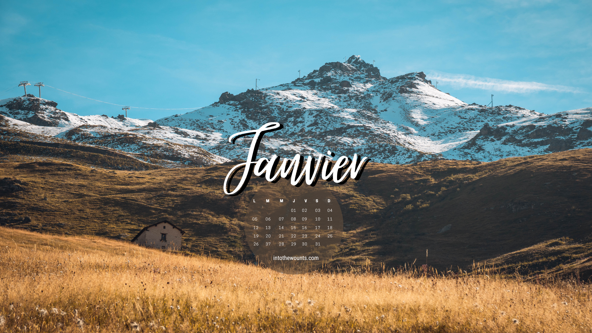 Fond d'écran janvier 2026 avec et sans calendrier pour pc et ordinateur