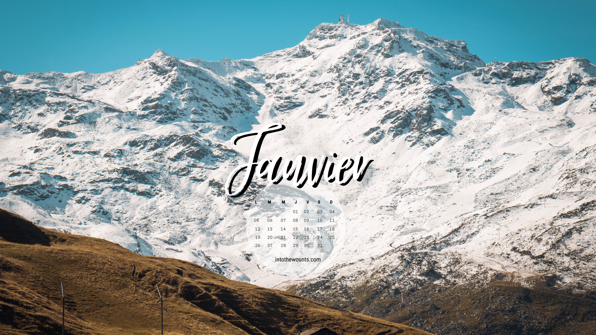 Fond d'écran janvier 2026 avec et sans calendrier pour pc et ordinateur