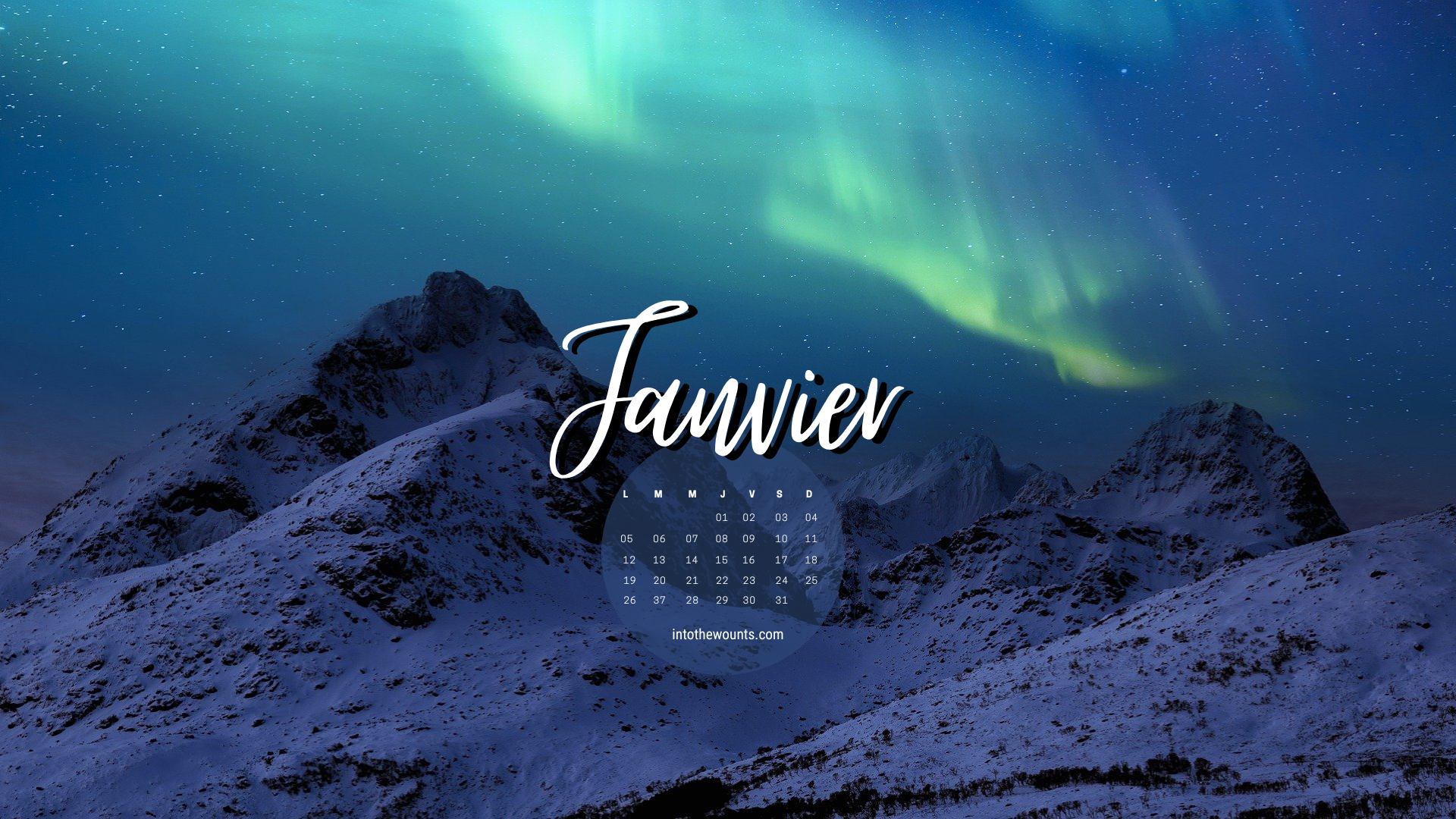 Fond d'écran janvier 2026 avec et sans calendrier pour pc et ordinateur