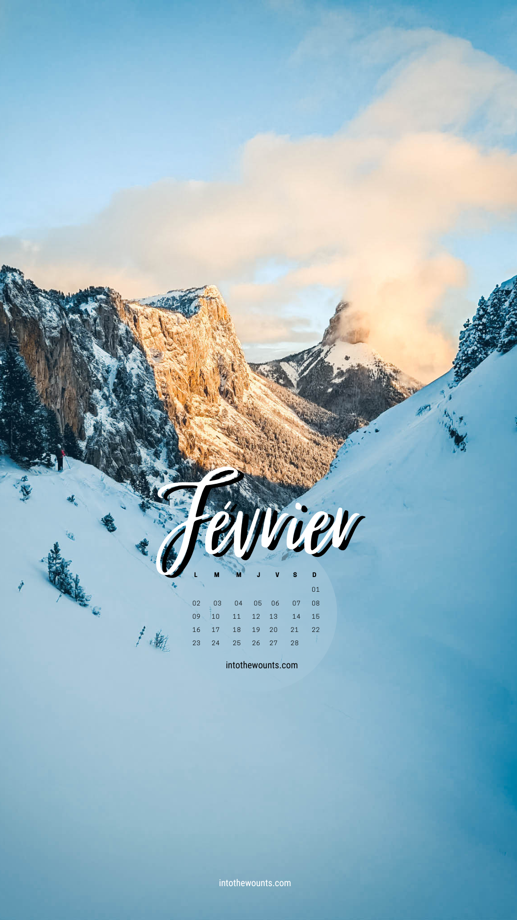 Fond d'écran pour téléphone et ordinateur avec et sans calendrier janvier 2026