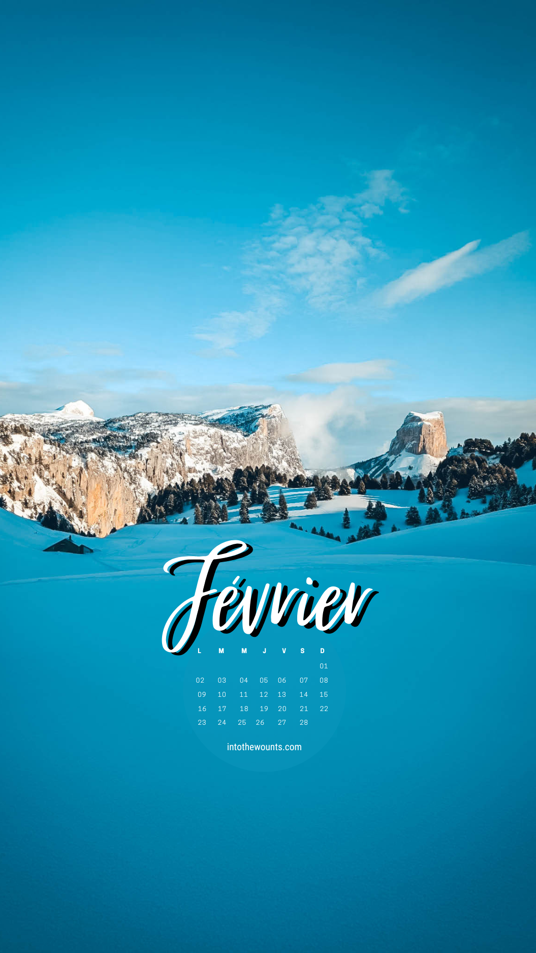 Fond d'écran pour téléphone et ordinateur avec et sans calendrier janvier 2026