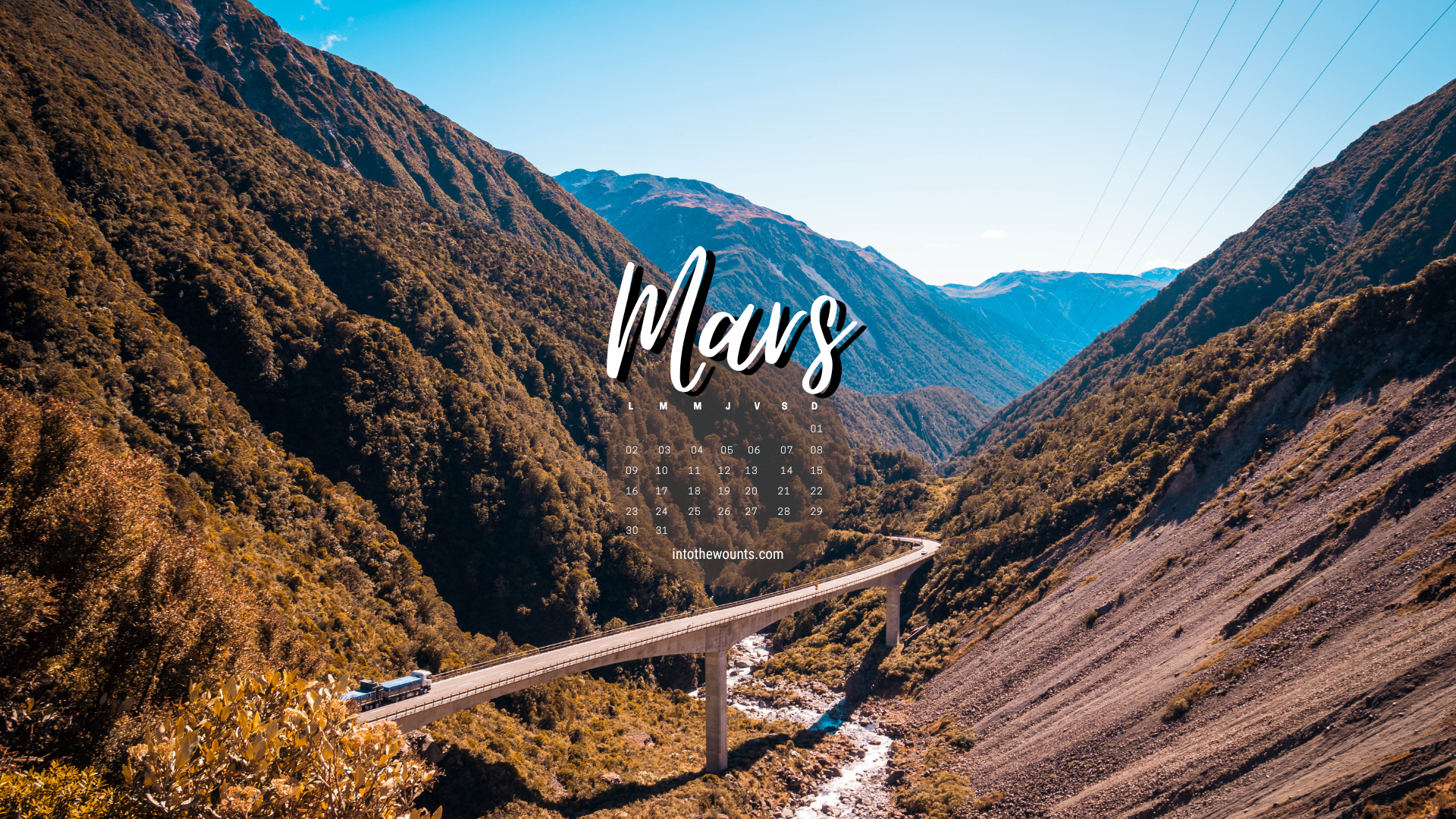 Fond d'écran mars 2026 avec et sans calendrier pour pc et téléphone