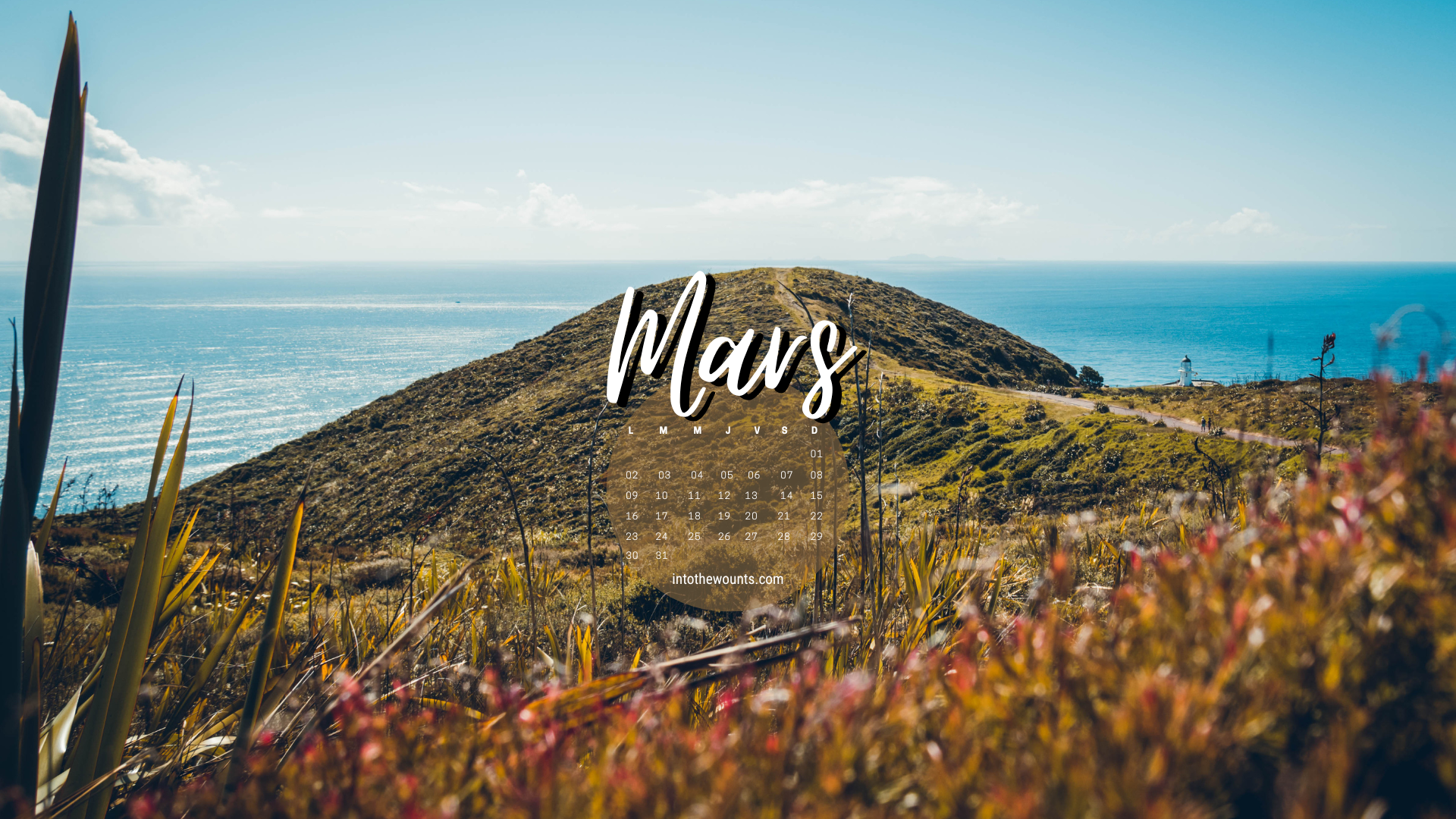 Fond d'écran mars 2026 avec et sans calendrier pour pc et téléphone