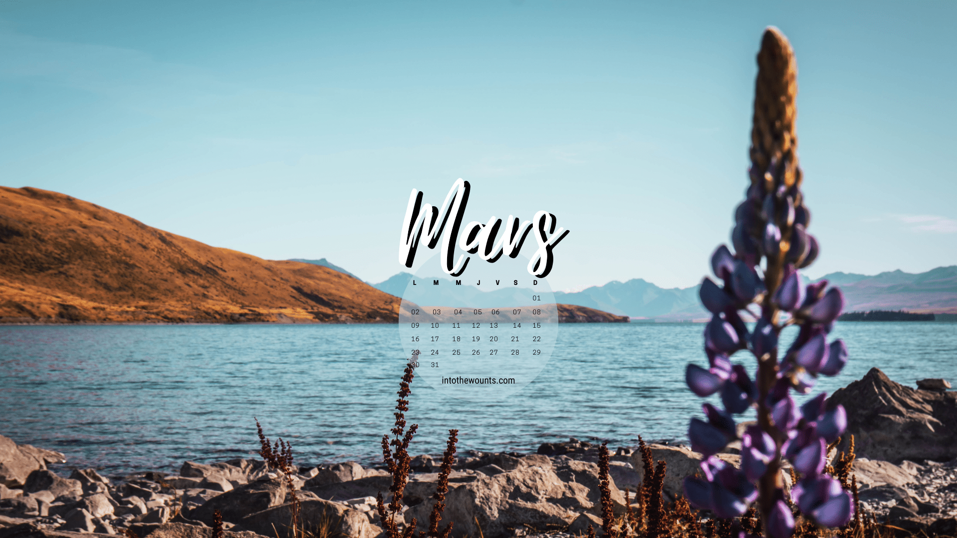 Fond d'écran mars 2026 avec et sans calendrier pour pc et téléphone