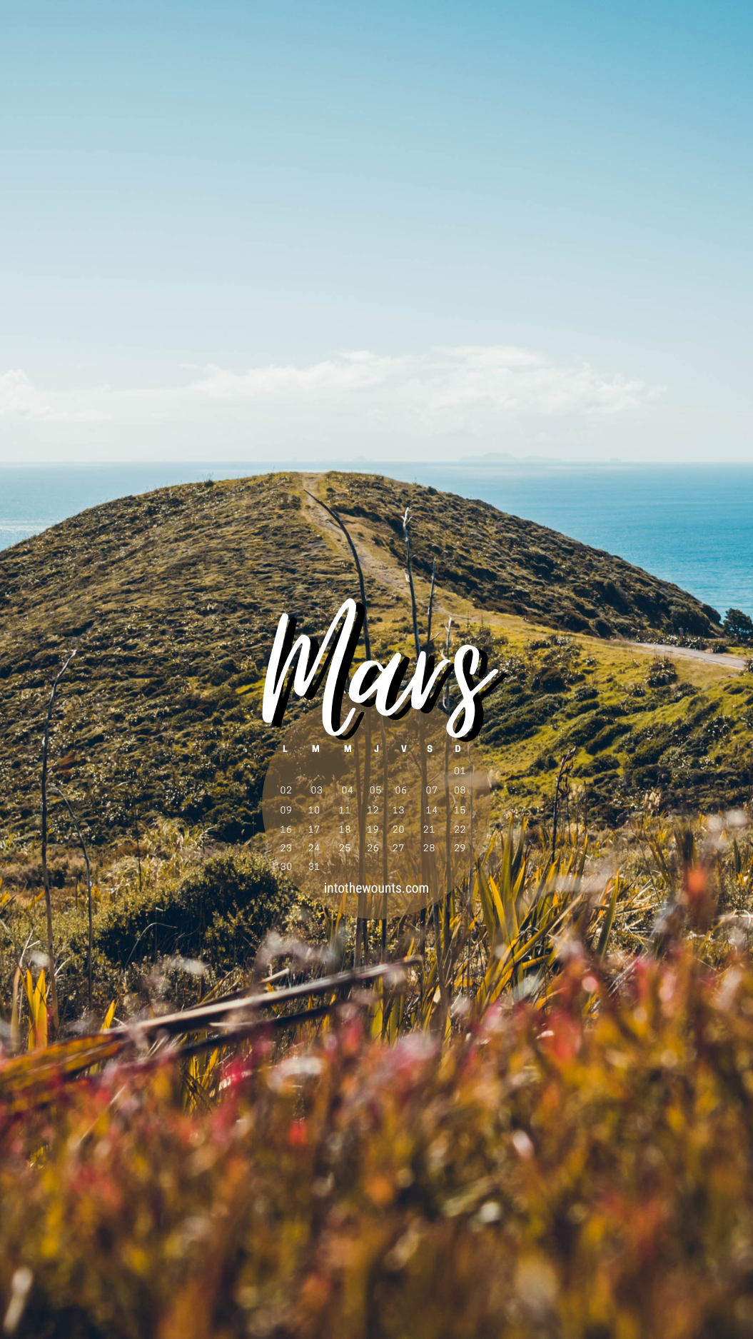 Fond d'écran mars 2026 avec et sans calendrier pour pc et téléphone