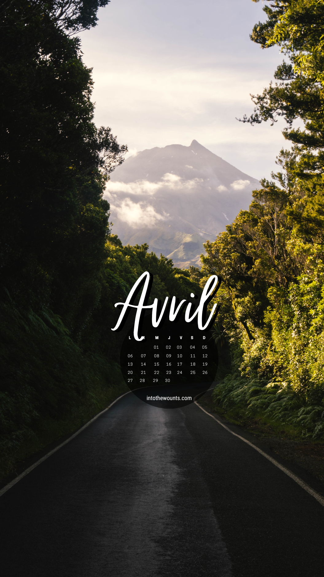 Fonds d'écran pour le mois d'avril 2026, avec et sans calendrier, pour téléphone et ordinateur. Thème nature, paysage, montagnes